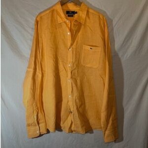 Men's XXL Vineyard Vines Shep & Ian Solid Linen Long Sleeve Shirt Orange